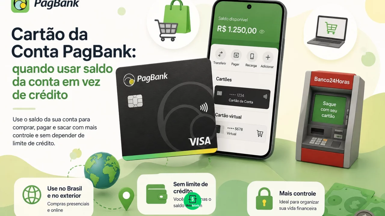 Cartão da Conta PagBank: quando usar saldo da conta em vez de crédito
