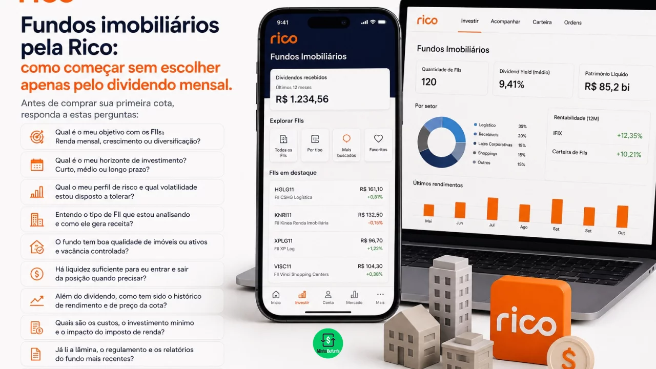 Fundos imobiliários pela Rico: como começar sem escolher apenas pelo dividendo mensal
