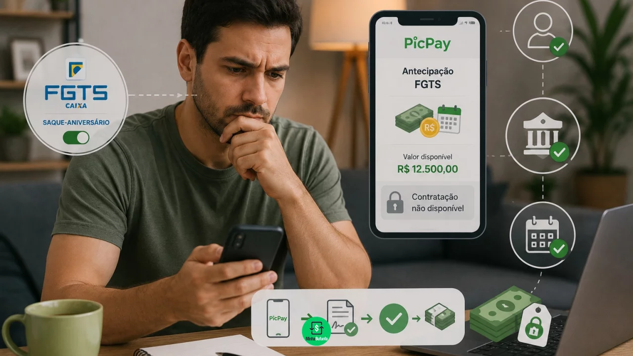 Antecipação FGTS no PicPay: por que a contratação pode não aparecer mesmo com saldo