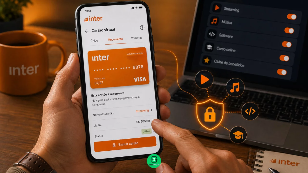 Cartão virtual recorrente do Banco Inter: como organizar assinaturas sem expor o cartão físico