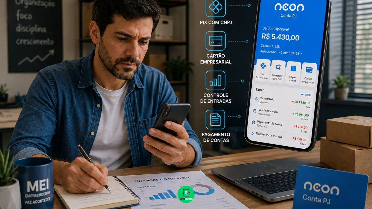 Conta PJ Neon para MEI: quando separar Pix de clientes ajuda a organizar o negócio