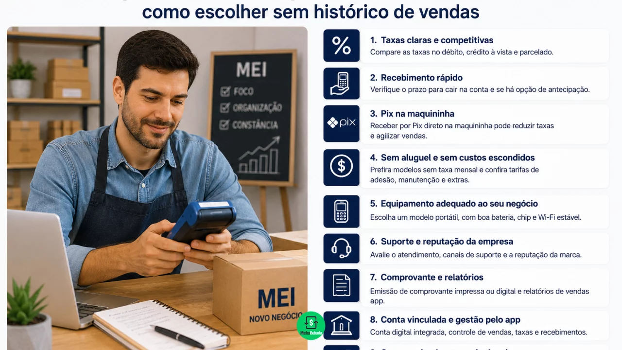 Máquina de cartão para MEI recém-aberto: como escolher sem histórico de vendas