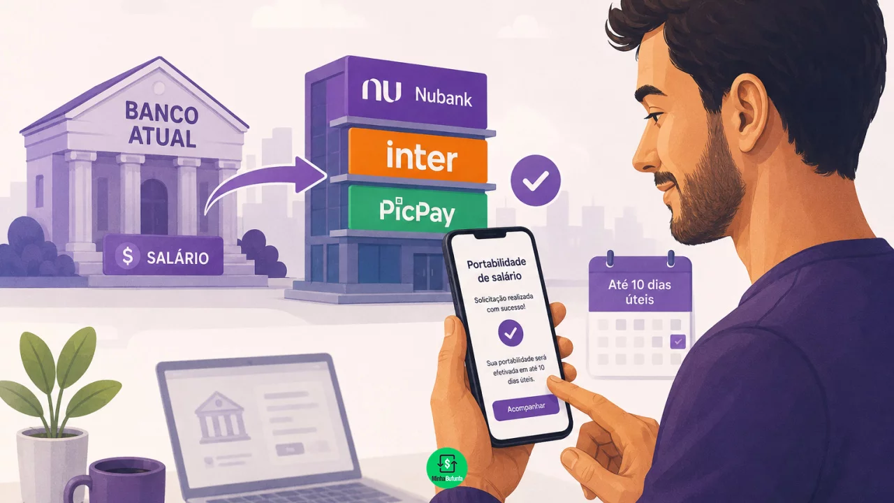 Portabilidade de salário para conta digital: como receber em Nubank, Inter ou PicPay sem fechar a co