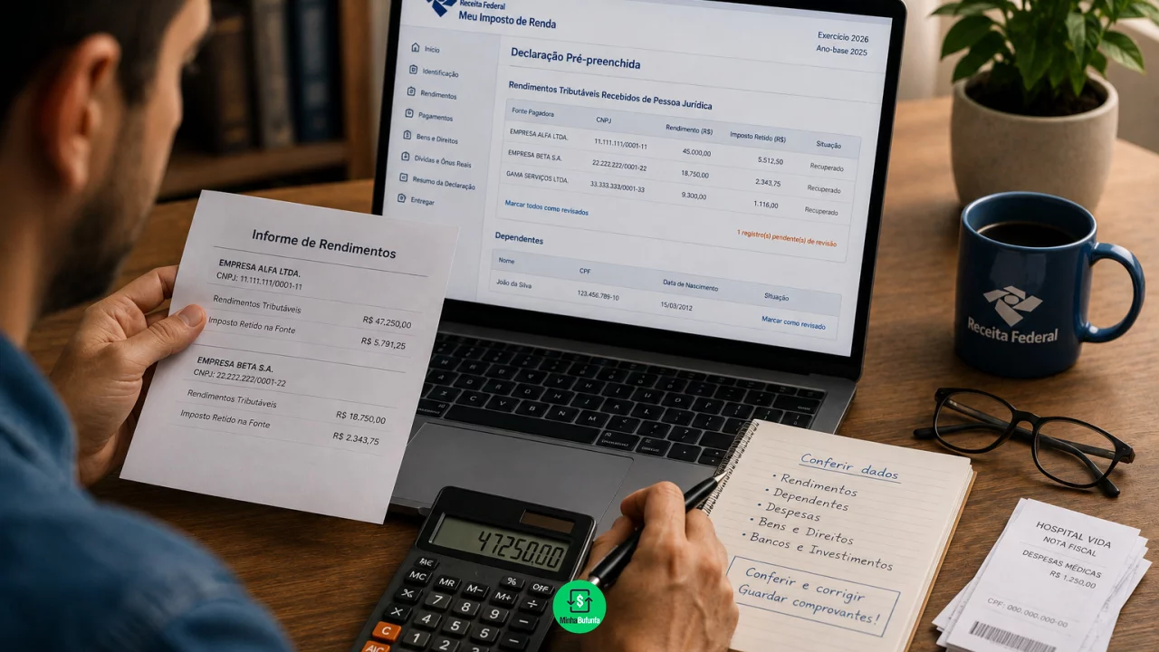 Declaração pré-preenchida do IR veio com valor errado: devo corrigir ou manter os dados?