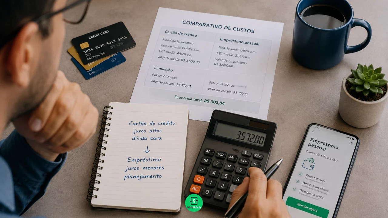 Empréstimo para pagar cartão de crédito: quando trocar uma dívida pela outra reduz o custo