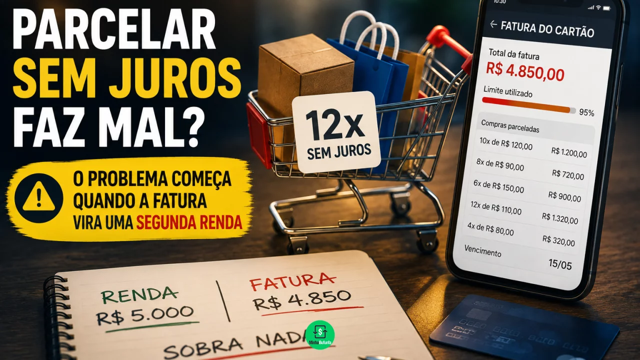 Parcelar sem juros faz mal ao orçamento? O problema começa quando a fatura vira uma segunda renda