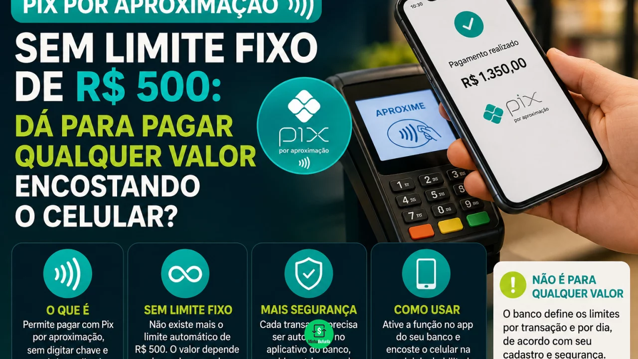 Pix por aproximação sem limite fixo de R$ 500: dá para pagar qualquer valor encostando o celular?