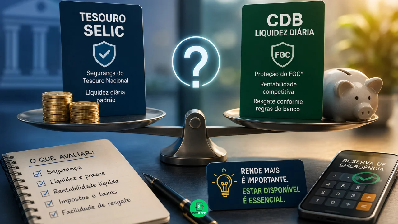 Tesouro Selic ou CDB com liquidez diária: o que importa além de comparar a porcentagem do CDI?