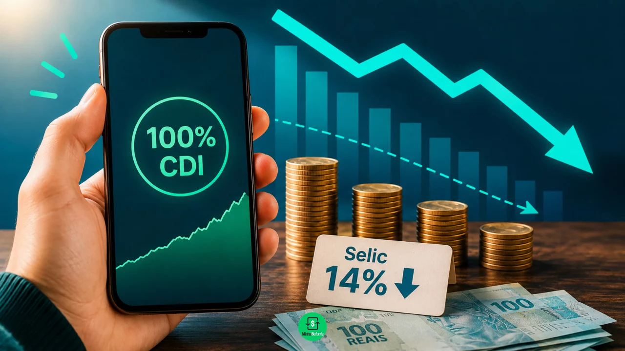 Conta que rende 100% do CDI vai render menos com a Selic em 14%? Entenda o efeito da queda no dinhei