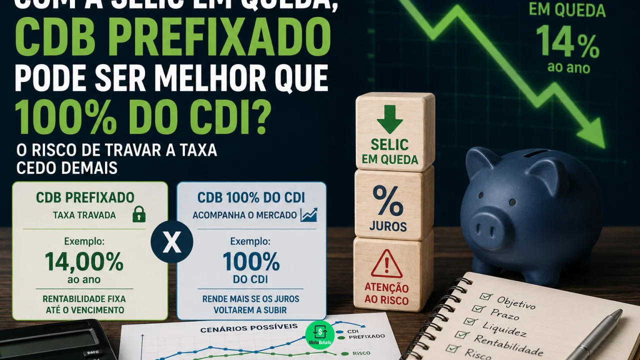 Com a Selic em queda, CDB prefixado pode ser melhor que 100% do CDI? O risco de travar a taxa cedo d