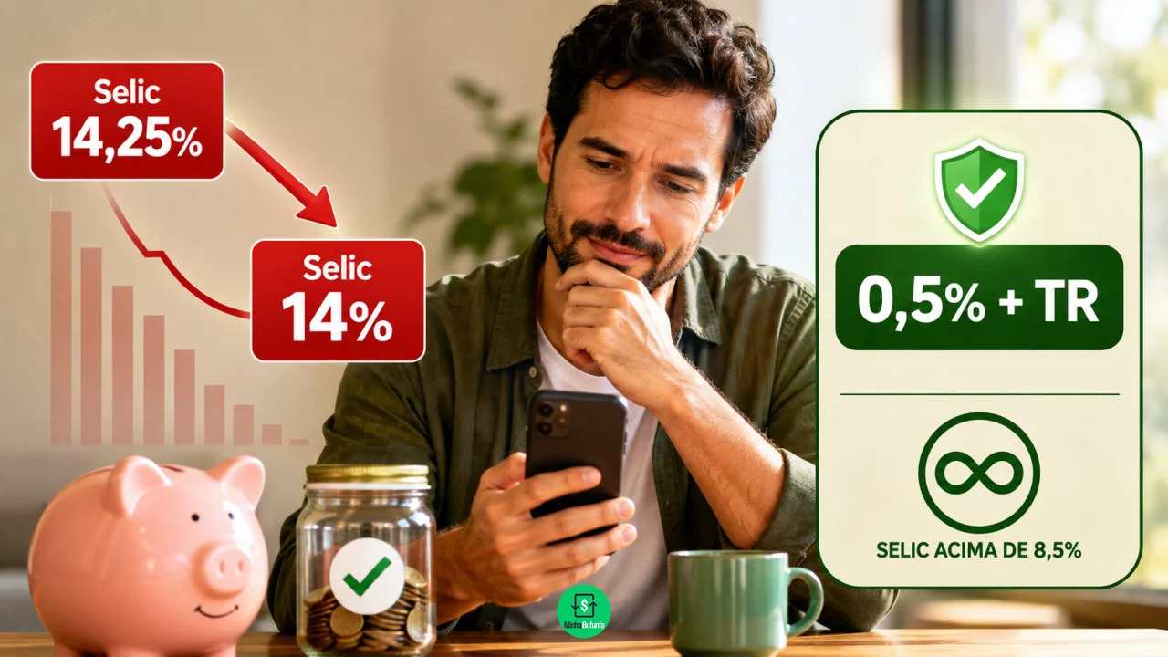 Selic caiu para 14%: a poupança vai render menos agora ou a regra continua a mesma?