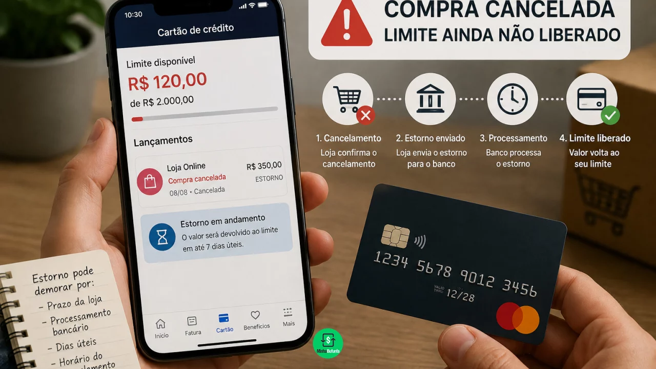 Compra foi cancelada, mas o limite do cartão não voltou: por que o estorno pode demorar mesmo depois