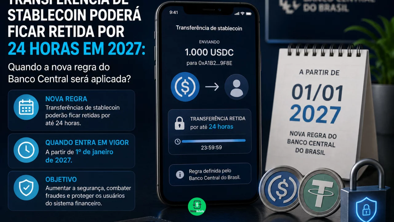 Transferência de stablecoin poderá ficar retida por 24 horas em 2027: entenda a nova regra