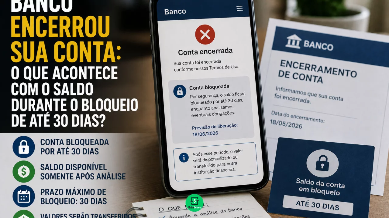 Banco encerrou sua conta: o que acontece com o saldo durante o bloqueio de até 30 dias?