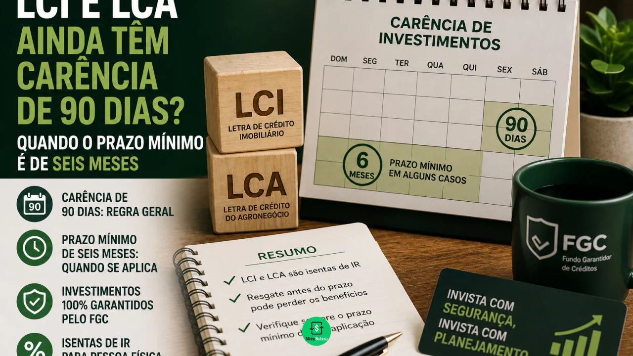 LCI e LCA ainda têm carência de 90 dias? Quando o prazo mínimo é de seis meses