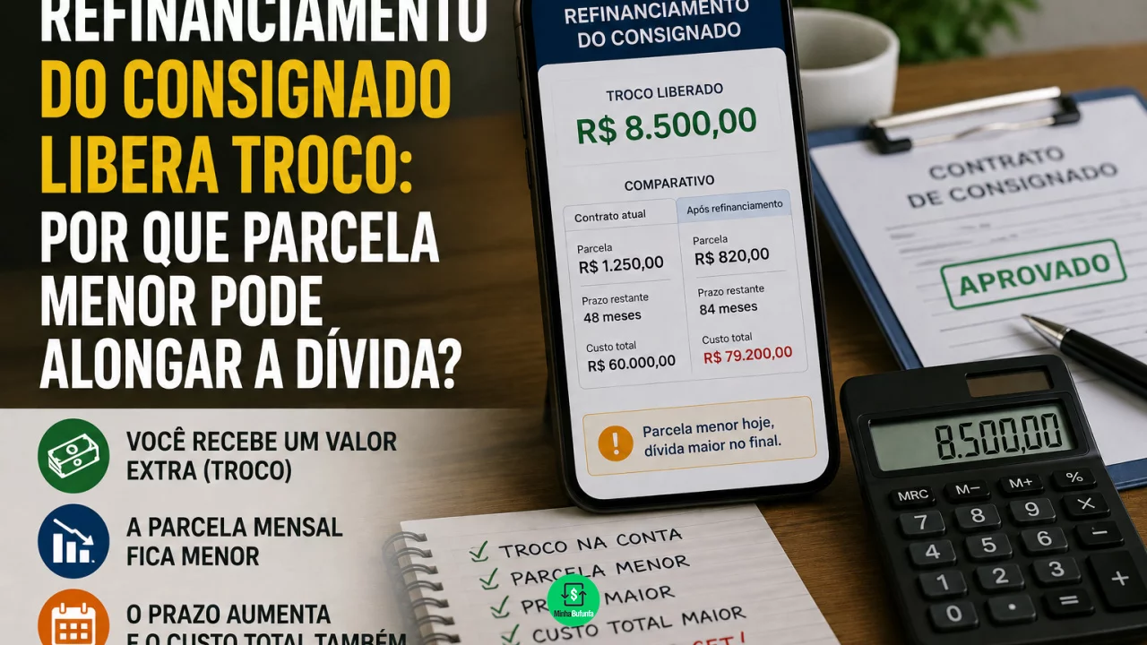 Refinanciamento do consignado libera troco: por que parcela menor pode alongar a dívida?