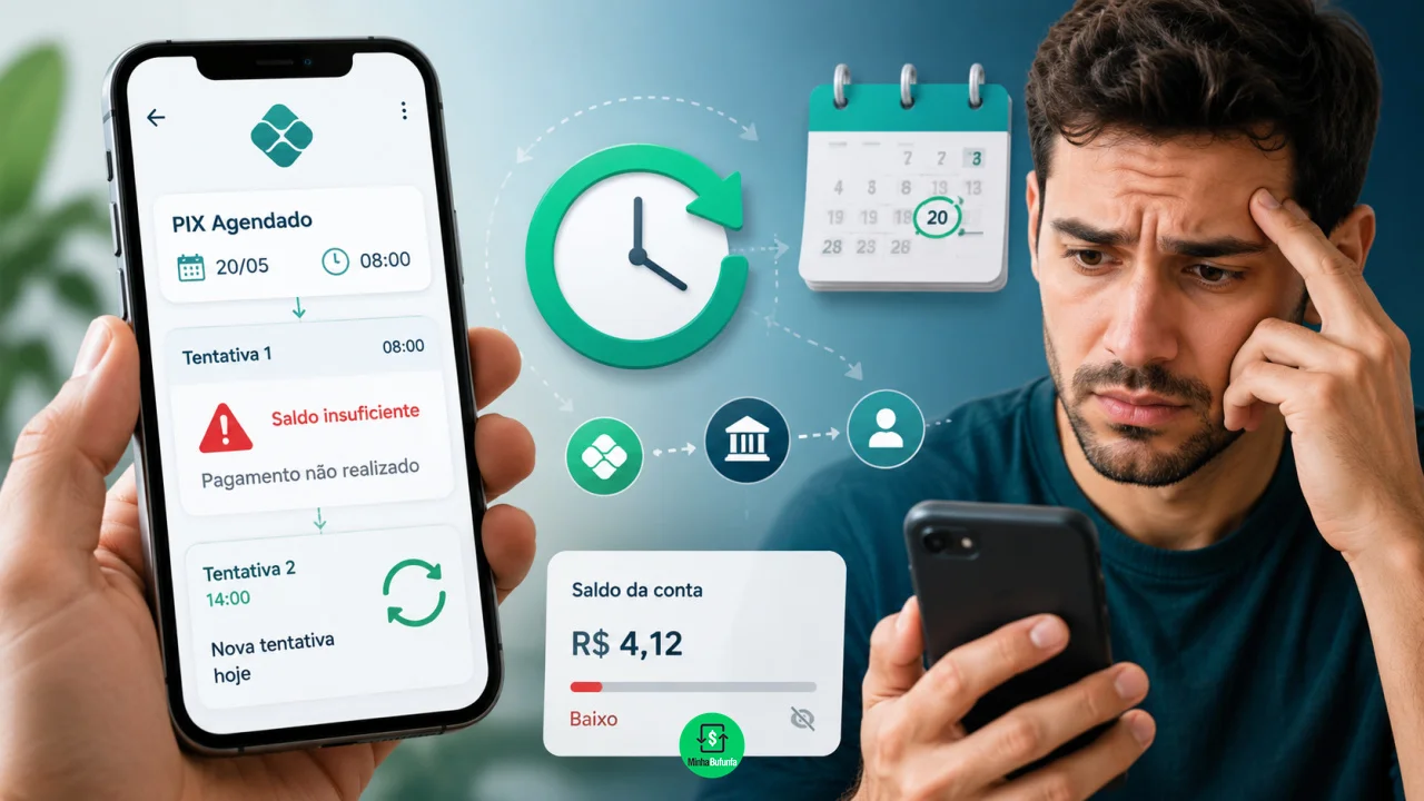Pix Agendado sem saldo: o banco tenta de novo ou o pagamento é cancelado?
