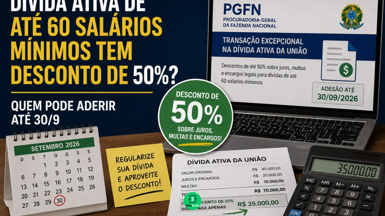 Dívida ativa de até 60 salários mínimos tem desconto de 50%? Quem pode aderir até 30/9