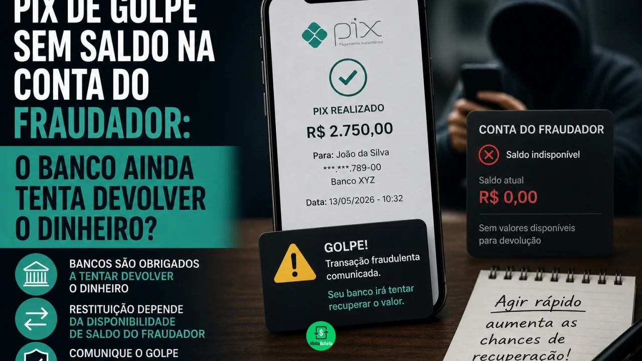 Pix de golpe sem saldo na conta do fraudador: o banco ainda tenta devolver o dinheiro?