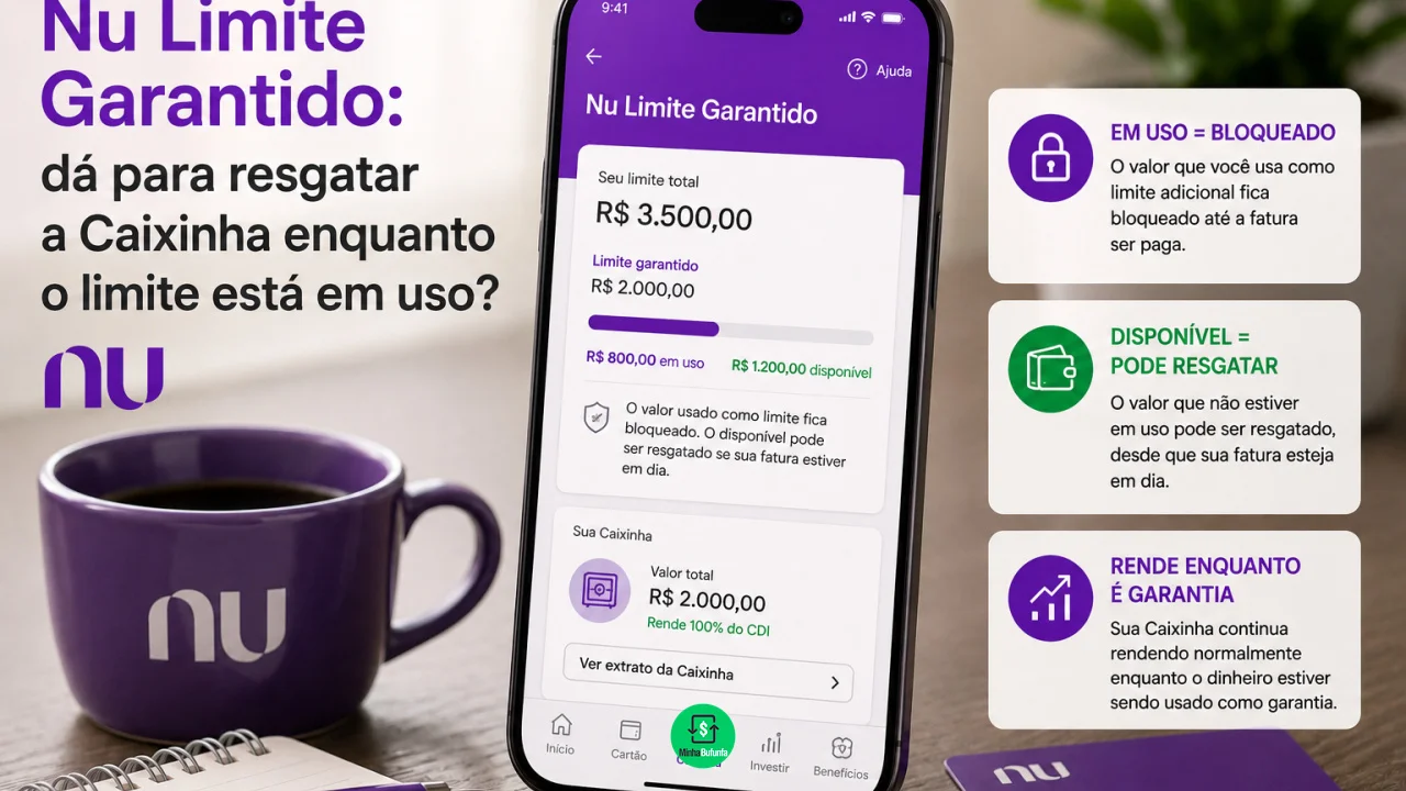 Nu Limite Garantido: dá para resgatar a Caixinha enquanto o limite está em uso?