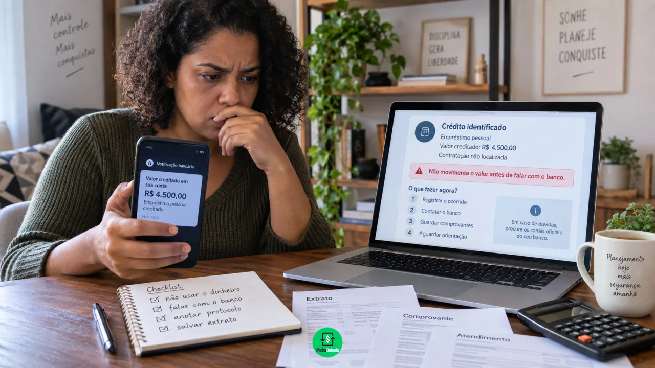 Empréstimo apareceu na conta sem você contratar: o que fazer antes de mexer no dinheiro?