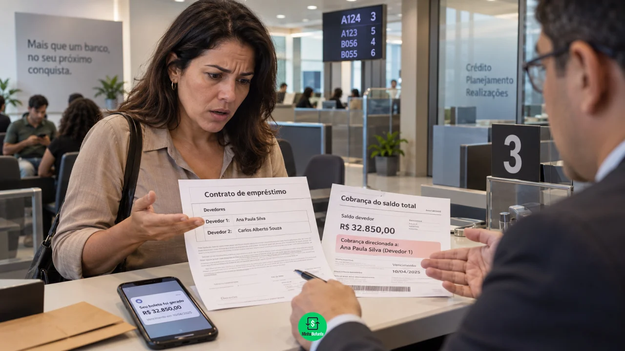 Empréstimo com dois devedores: banco pode cobrar todo o saldo de apenas um deles?
